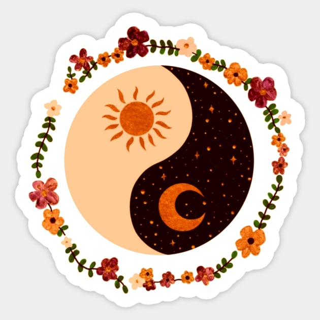 Floral Yin and Yang (2) Sticker by LunarsFlow